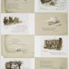 Birth place [of John Greenleaf Whittier] near Haverhill, Mass; The Old School house, Haverhill, Mass.; The Poet's Study at Amesbury, Mass.; The Whittier House, Amesbury, Mass. [Depictions of Whittier's home, interior and exterior, surrounding landscape, and sea, with sailboat.]