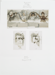 Christmas cards depicting young girls with flower garland, birds, and musical notation.