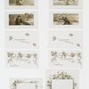 Christmas cards depicting women in wilderness, with flowers, torch; New Year calendars  for 1891 depicting flowers and ribbon