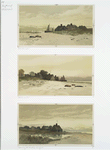 Old Houses #1; Old Houses #2; Morning at Martha's Vineyard. [Prints depicting houses and sailboats along the shore.]