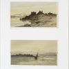 Evening, Cape Ann; Low Tide, Conn. Coast. [Depictions of houses on the shore, boats at sea, birds.]