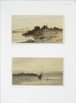 Evening, Cape Ann; Low Tide, Conn. Coast. [Depictions of houses on the shore, boats at sea, birds.]