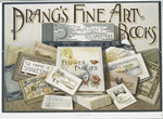 Prang's Fine Art Books. [Poster depicting several of Prang's books, including The Night Cometh, Flower Fancies, Haunts of Longfellow, The Saco Valley, A Summer Day, and more.]