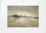 Approaching Storm [depicting road with houses and dark clouds.]