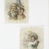 Christmas cards depicting girls with holly and mistletoe.
