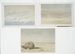 Progressive studies #1: cards documenting the printing process; depicting the sunset, sky, beach and ocean.