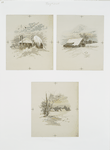 [A Christmas morning: cards depicting buildings, the sunrise, trees, birds, winter, snow and a fence.]