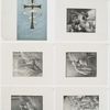 Mary's vision: cards depicting the cross, a banner with text, Mary and the Christ child in the manger, angels, stars, and children holding toys