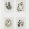 Cards entitled 'Pency's surprise,' 'Christmas song,' 'my Christmas fete' and 'baby's first Christmas,' depicting a vase of flowers, children reading, holding a large scroll and holly, a child in front of a starburst of light, a mother holding her infant by a Christmas tree.