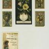Trade cards and calendars depicting flowers, men in armor, the sun, wells, children and an African American boy.