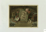 [A trade card with the text : Schumacher & Ettlinger art lithographment, 13 & 15 Murray St., New York; depicting a table spread with binoculars, a picture of a girl in a frame, jewelry, flowers, boxes and books.]