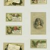 Trade cards depicting flowers, girls, butterflies and holly.