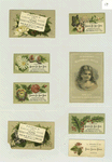 Trade cards depicting flowers, girls, butterflies and holly.