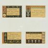 Trade cards with decorative ornamentation and the words: Indian, Persian, Pompeian and Greek.