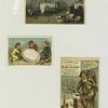 Trade cards depicting Santa Claus, children painting an oversized Easter egg, children sleeping and toys.