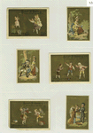 Trade cards and calendars depicting children reading, playing rings, tops and leapfrog; addresses include 31 Union Square.