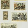 [A cigarette card of Miss Neilson in Shakespeare's 'Twelfth Night' and trade cards depicting a girl with glasses sewing, a doll, flowers, various horse and carriages.]