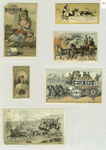 [A cigarette card of Miss Neilson in Shakespeare's 'Twelfth Night' and trade cards depicting a girl with glasses sewing, a doll, flowers, various horse and carriages.]