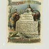 [A trade card depicting a queen, a globe, corn, a handwritten doctor's analysis of corn starch, a box of corn starch and a Native American woman.]