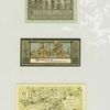 Trade cards depicting a flowering tree, owl, artisans, old age and decorative ornamentation.