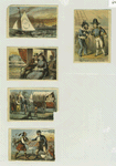 Trade cards entitled 'Off Coney Island' and 'On the road to Coney Island'; depicting a sailboat, a train ride, Uncle Sam bringing Native Americans a wagon full of soap, John Bull bringing soap to Cyprus, a sailor and captain on board a ship.