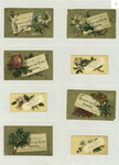 Trade cards depicting flowers and a nest.