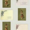 Trade cards depicting flowers, an owl, a book, an angel, women dancing in English, Spanish and Swiss costumes.