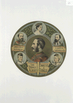 [A circular trade card with decorative ornamentation, depicting royalty : Prince Albert, Prince of Wale, Princess Alexandria, Princess Royal and the Duke of Edinburgh.]