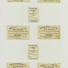 [A cigarette card entitled 'between the acts & bravo' of Maude Harrison ; Trade cards depicting flowers, Charlecote Hall in Warwickwhire, England, children, a nutcracker, a woman stealthily approaching a man from behind.]