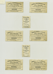 [A cigarette card entitled 'between the acts & bravo' of Maude Harrison ; Trade cards depicting flowers, Charlecote Hall in Warwickwhire, England, children, a nutcracker, a woman stealthily approaching a man from behind.]