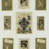 Trade cards depicting nests, birds, Easter eggs, rabbits, fruit, flowers, hot buns, nude children running with : umbrellas, boots, chicks, turtle, rabbit, pear, grapes, fan, bird, snow, hat and muffler ; cards depicting actresses : Miss Clayton, Mrs. Scott Siddons, Minnie Palmer and Kate Claxton