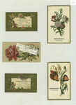 Trade cards depicting flowers, a fairy and a baby.