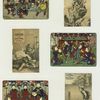 [Trade cards depicting men climbing a mountain, a boy playing cricket, ducks reclaiming eggs from a boy ; Cards depicting Asians : acrobats, giving gifts, playing music, an audience holding fans.]