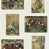 Trade cards depicting men climbing a mountain, a boy playing cricket, ducks reclaiming eggs from a boy ; Cards depicting Asians : acrobats, giving gifts, playing music, an audience holding fans.