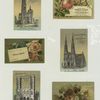 Trade cards depicting flowers, a butterfly, St. Patrick's Cathedral, French Cathedral in Montreal and Cathedral at Antwerp.