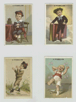 Trade cards entitled : le premier cigare ; le premier prix ; respectez vos supérieurs ; la premiere dent.