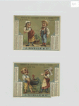 Trade cards and calendars depicting a man, woman, a basket full of eggs, and a turkey in a cauldron.