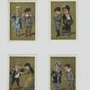 Cards depicting boys and girls arguing.