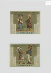 Trade cards and calendars depicting men, a woman, soldier and an umbrella.