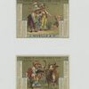 Trade cards and calendars depicting men, women, a cow and pig.