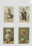 Trade cards depicting children dressed as a : maid, gentleman, chef and sailor.