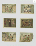 Trade cards depicting scenes from the Barber of Seville, William Tell and children : hunting, drinking, wading and resting.