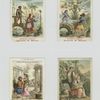 Trade cards depicting the fables : Le lion amoureux ; Le loup et l'agneau ; Le chene et le roseau.
