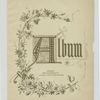 [A trade card with the word 'album' depicting flowers, vines and a butterfly.]