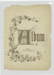 [A trade card with the word 'album' depicting flowers, vines and a butterfly.]