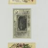 Trade cards depicting flowers and a river landscape.