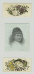 Trade cards depicting flowers and a portrait of a child.