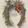 A trade card depicting flowers and a horseshoe.