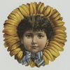 A trade card depicting a flower personified.