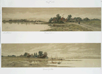 Pleasant Homes; Summer by the Sea [prints depicting houses and boats along the seashore].